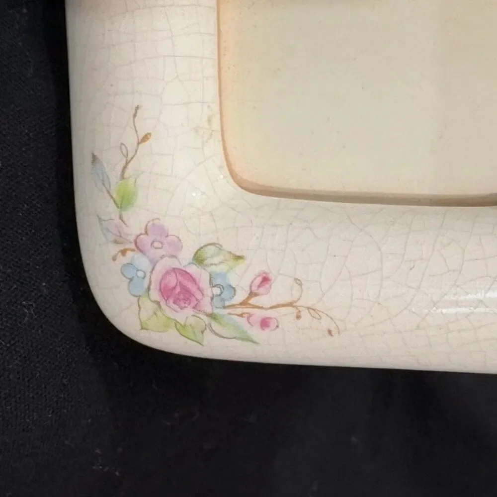Vintage Burnes of Boston 3-Opening Ceramic Floral Picture Frame